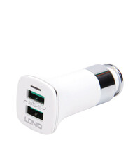  Автомобільний зарядний пристрій LDNIO C301 + Lightning Cable AutoID 3,6A (White/Silver), фото 