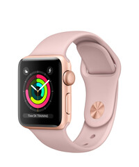 Apple Watch Series 3 (GPS) 38mm Gold Aluminum w. Pink Sand Sport B. - Gold (MQKW2), фото 