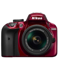 Зеркальный фотоаппарат Nikon D3400 kit (18-55mm VR) Red вид спереди
