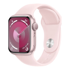 apple-watch-series-9-gps-41mm pink-aluminum-case-w-light-pink-s-band-s-m-mr933