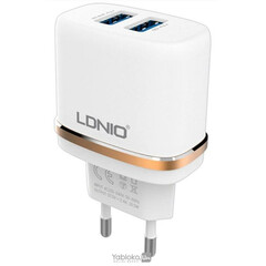 Сетевое зарядное устройство LDNIO DL-AC52 2,4A (White/Gold), фото 