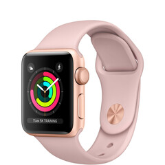 Apple Watch Series 3 (GPS) 38мм Gold Aluminum w. Pink Sand Sport B. - Gold (MQKW2), фото 