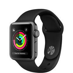 Apple Watch Series 3 (GPS) 38мм Space Gray Aluminum w. Black Sport B. - Space Gray (MQKV2), фото 
