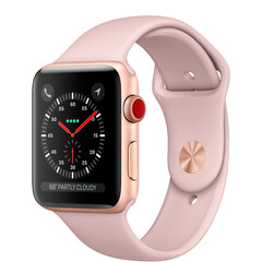 Apple Watch Series 3 (GPS + Cellular) 42mm Gold Aluminum w. Pink Sand Sport B. (MQK32), фото 