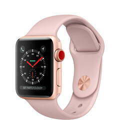 Apple Watch Series 3 (GPS + Cellular) 38mm Gold Aluminum Case with Pink Sand Sport Band (MQJQ2), фото 