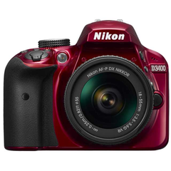 Зеркальный фотоаппарат Nikon D3400 kit (18-55mm VR) Red вид спереди
