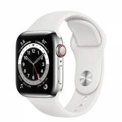 Apple Watch Series 6 GPS + Cellular 40mm Silver Stainless Steel Case w. White Sport B. (M02U3)