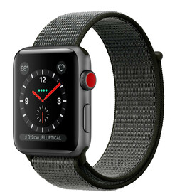 Apple Watch Series 3 (GPS + Cellular) 42mm Space Gray Aluminum w. Dark Olive Sport L. (MQK62), фото 