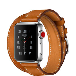 Apple Watch Hermes Series 3 (GPS + Cellular) 38mm Steel w. Fauve Barenia Double Tour (MQLJ2), фото 