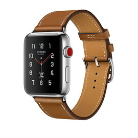 Apple Watch Hermes Series 3 (GPS + Cellular) 42mm Steel w. Fauve Barenia Single Tour (MQMR2), фото 