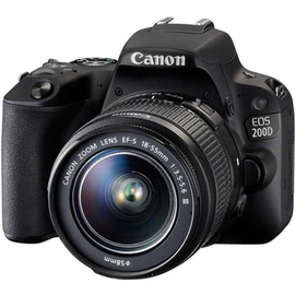 Зеркальный фотоаппарат Canon EOS 200D kit (18-55mm) EF-S IS STM black вид спереди