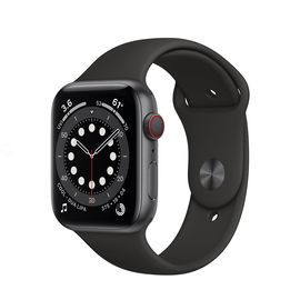 Apple Watch Series 6 GPS + Cellular 44mm Space Gray Aluminum Case w. Black Sport B. (M07H3)