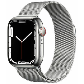 Apple_Watch Series 7 GPS + Cellular 41mm Silver Stainless Steel Case with Silver Milanese Loop (MKHF3)