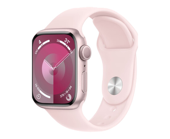 apple-watch-series-9-gps-41mm pink-aluminum-case-w-light-pink-s-band-s-m-mr933