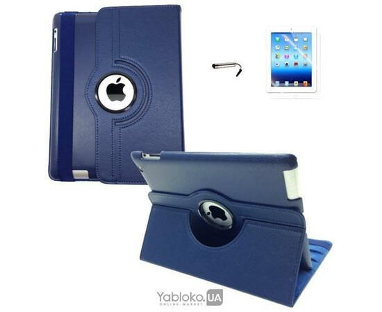 Чехол-подставка для iPad 2/3/4 Magnetic leather Smart Case 360° Rotating (Dark Blue), фото 