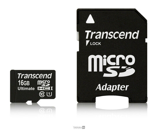 Карта памяти Transcend microSDHC 16GB Class 10 UHS-I PremiumX300 + Adaptor, фото 