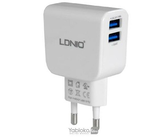 Сетевое зарядное устройство LDNIO DL-AC56 2,1A + Lightning cable (White), фото 