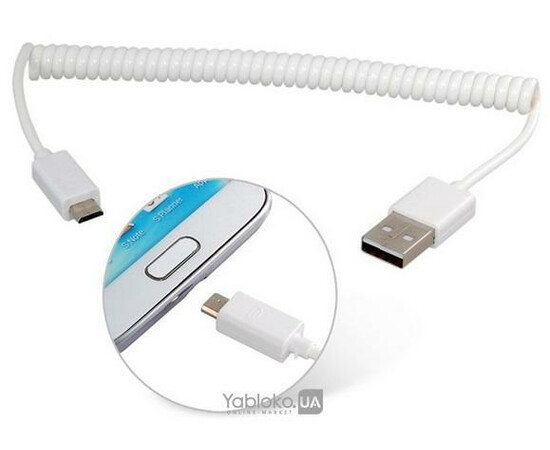 Кабель micro USB Belkin (спираль) White, фото 