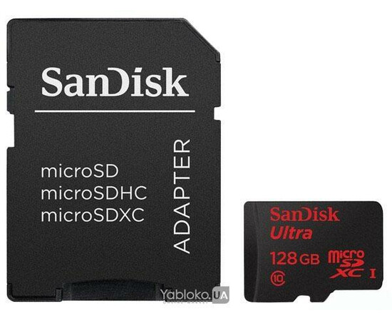 SanDisk 128 GB microSDXC UHS-I Ultra + SD adapter SDSQUNC-128G-GN6IA, фото 
