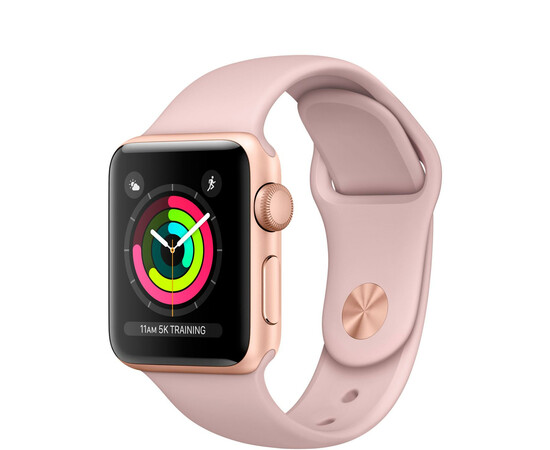 Apple Watch Series 3 (GPS) 38мм Gold Aluminum w. Pink Sand Sport B. - Gold (MQKW2), фото 