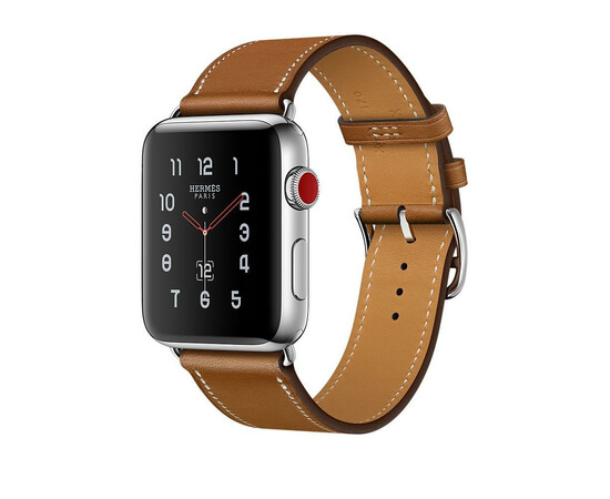 Apple Watch Hermes Series 3 (GPS + Cellular) 38mm Steel w. Fauve Barenia Single Tour (MQMP2), фото 