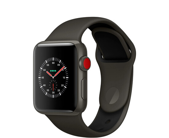 Apple Watch Edition Series 3 (GPS + Cellular) 38mm Gray Ceramic w. Gray/Black Sport B. (MQK02), фото 