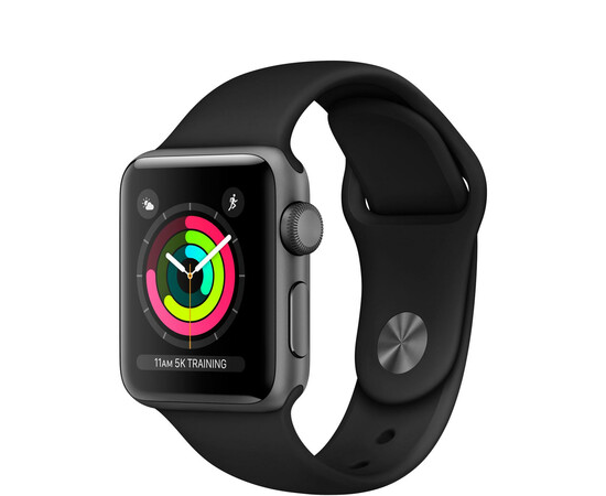 Apple Watch Series 3 (GPS) 38мм Space Gray Aluminum w. Black Sport B. - Space Gray (MQKV2), фото 
