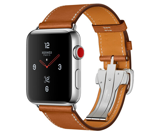Apple Watch Hermes Series 3 (GPS + Cellular) 42mm Steel w. Fauve Barenia Single Tour (MQLR2), фото 