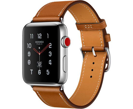Apple Watch Hermes Series 3 (GPS + Cellular) 42mm Steel w. Fauve Barenia Single Tour (MQLP2), фото 
