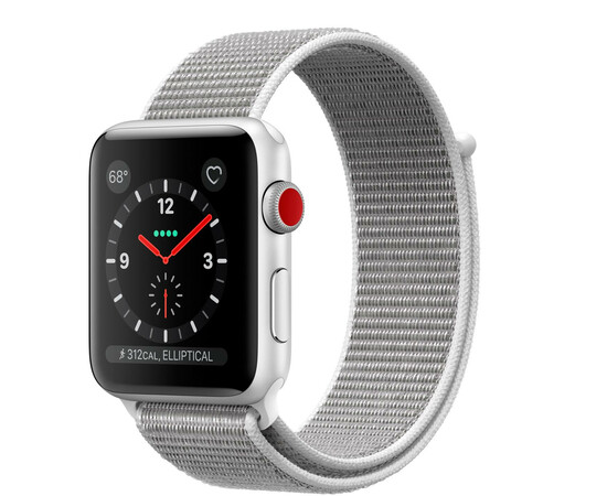 Apple Watch Series 3 (GPS + Cellular) 42mm Silver Aluminum w. Seashell Sport L. (MQK52), фото 