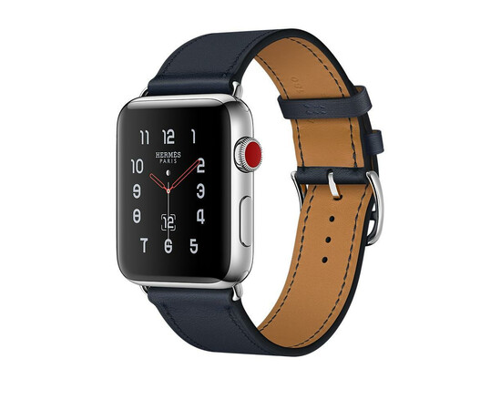 Apple Watch Hermes Series 3 (GPS + Cellular) 42mm Steel w. Indigo Swift Single Tour (MQMT2), фото 