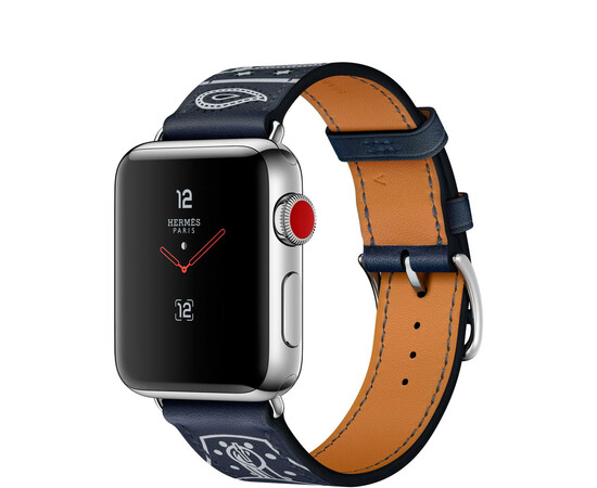 Apple Watch Hermes Series 3 (GPS + Cellular) 38mm Steel w. Marine Gala Single Tour Eperon d'Or (MQLN2), фото 