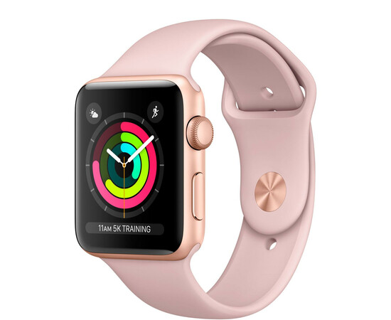 Apple Watch Series 3 (GPS) 42mm Gold Aluminum w. Pink Sand Sport B. - Gold (MQL22), фото 