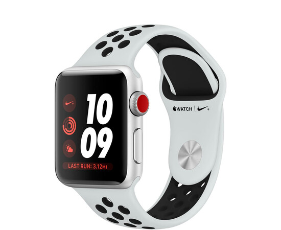 Apple Watch Series 3 Nike+ (GPS + Cellular) 38mm Silver w. Platinum/Black Nike B. (MQL52), фото 