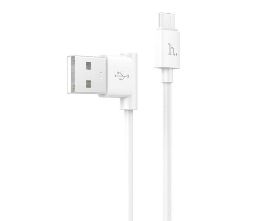 Кабель USB Hoco L Shape Fast charging Micro-USB (White) 1.2 м, фото 