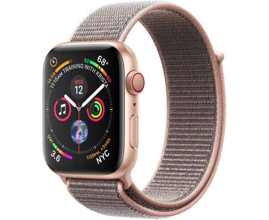 Apple Watch Series 4 44mm Gold Aluminum Case with Pink Sand Sport Loop вид в полуобороте
