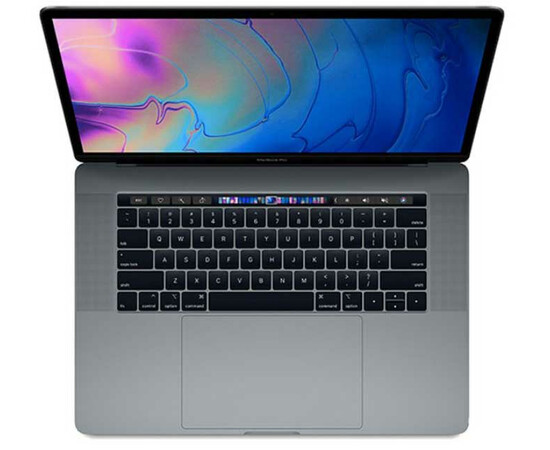 Ноутбук Apple MacBook Pro 15" Space Gray (Z0V00007J) 2018 вид сверху в открытом виде