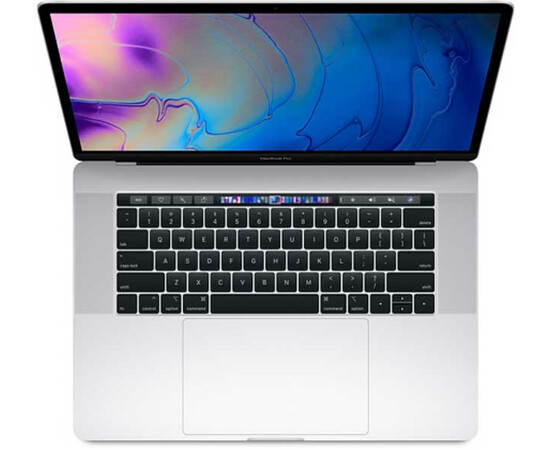 Ноутбук Apple MacBook Pro 15" Silver (Z0V20006D) 2018 вид сверху в открытом виде