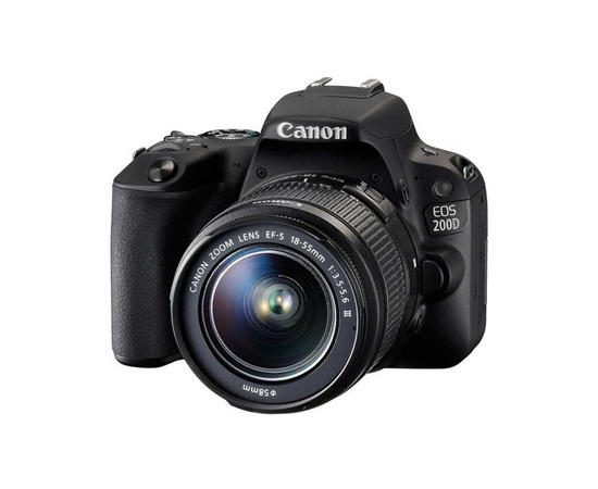 Зеркальный фотоаппарат Canon EOS 200D kit (18-55mm) EF-S IS STM black вид спереди