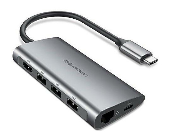 USB-хаб 8-in-1 UGREEN -  USB Type C 3.1 / Adapter with 4K HDMI / 3 USB 3.0 / 60W USB C PD Charge Port (Серый)