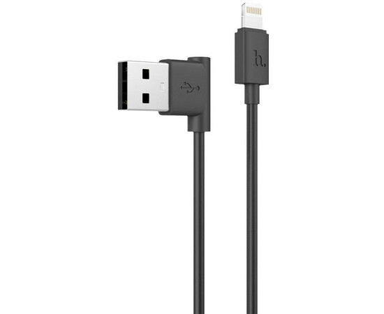Кабель USB Hoco L Shape Lightning Cable (Black) 1.2 м вид сверху