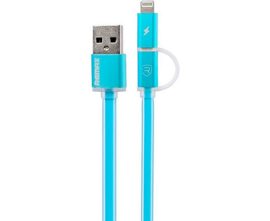 Кабель  REMAX Lightning/microUSB Aurora Cable (Blue), фото 