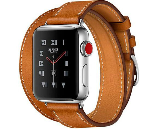 Apple Watch Hermes Series 3 (GPS + Cellular) 38mm Steel w. Fauve Barenia Double Tour (MQML2), фото 
