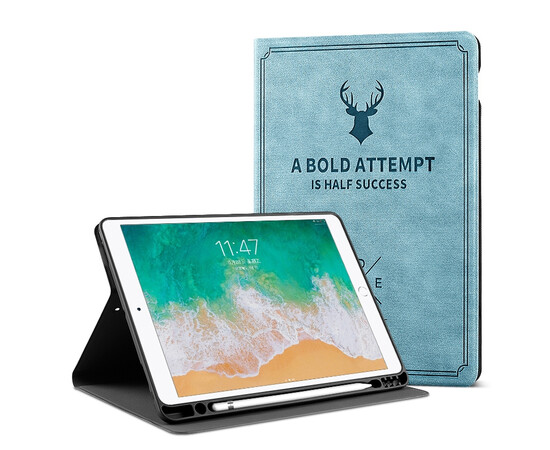 Чехол-обложка DEER Wild Buck series+Pencil Holder для iPad 10.2 (Blue), фото 