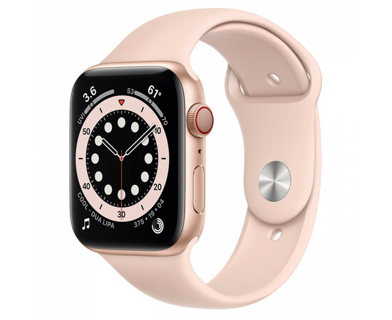 Apple Watch Series 6 GPS + Cellular 44mm Gold Aluminum Case with Pink Sand Sport Band (M07G3)