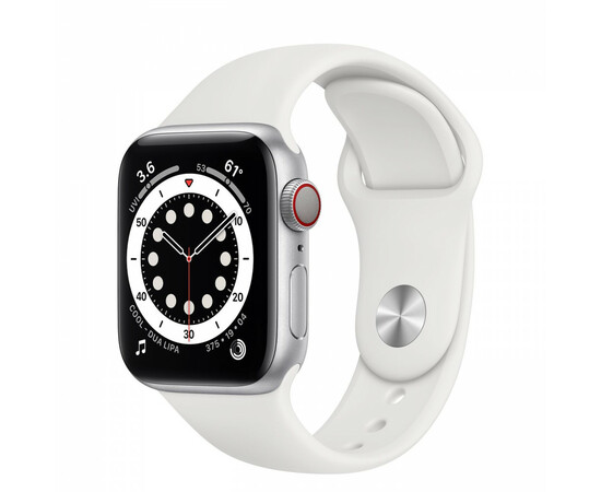 Apple Watch Series 6 GPS + Cellular 40mm Silver Aluminum Case w. White Sport B. (M02N3)