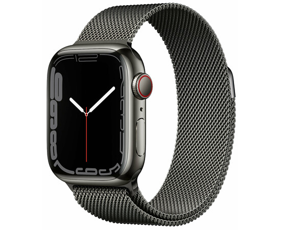 Apple_Watch Series 7 GPS + Cellular 41mm Graphite Stainless Steel Case with Graphite Milanese Loop (MKHK3)