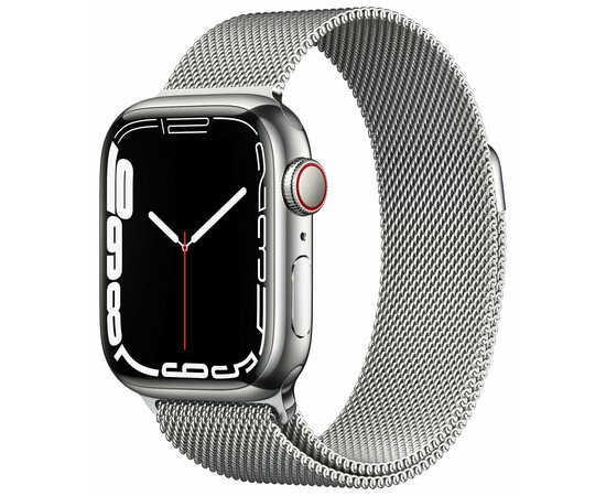 Apple_Watch Series 7 GPS + Cellular 41mm Silver Stainless Steel Case with Silver Milanese Loop (MKHF3)