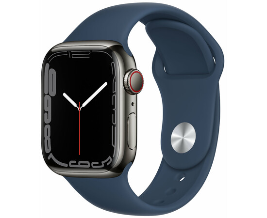 Apple_Watch Series 7 GPS + Cellular 41mm Graphite S. Steel Case w. Abyss Blue S. Band (MKHJ3)