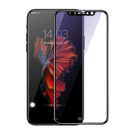 Защитное стекло Baseus 0.2mm Silk-screen глянцевое для iPhone X (Black), фото 